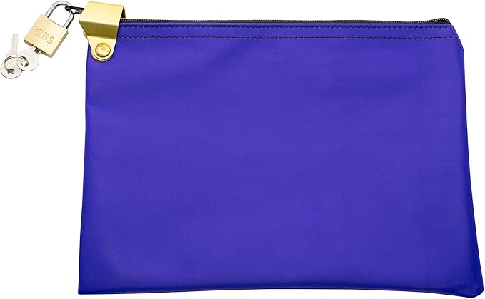 Medication Zipper Hood Security Bag with Included Padlock and Keys, Small Pill Bag, Travel Carry Pouch, Medicine Storage, 9 x 6 inches (Purple)