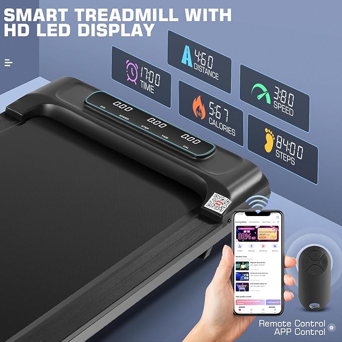 Walking Pad Treadmill, Funmily 2.5hp Under Desk Treadmill for Home/Office, 2026 Upgrade 3-in-1 Portable Treadmills with App, Remote Control, LED Display, 300 Lb Capacity