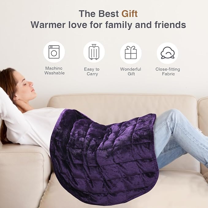 Alomidds Weighted Lap Blanket 7lbs, Cozy Breathable Flannel Weighted Lap Pad for Adults, Small Weighted Blanket for Travel, Sleeping, Couch, Purple, 29" x 24"