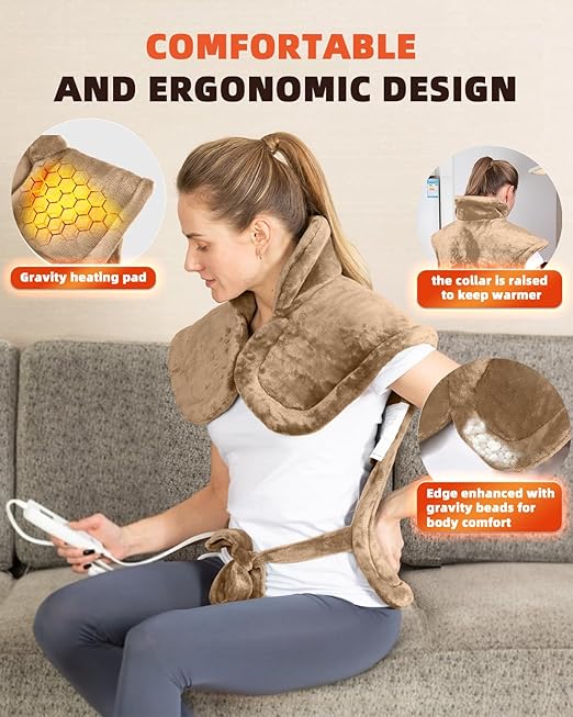 Graphene-Infused Heating Pad for Neck Shoulder and Back,Birthday Gifts for Women Men Dad, Weighted Electric Neck Shoulders Heat Pad for Pain Relief, 24"x33", ETL Certified
