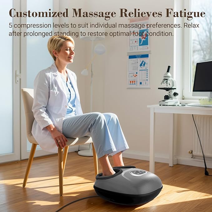 FSA Eligible Foot Massager for Neuropathy, HSA Store Feet Massager with Heat, Vibration & Compression, Deep Kneading for Tired Feet, Birthday Gifts for Women Men（Gray）