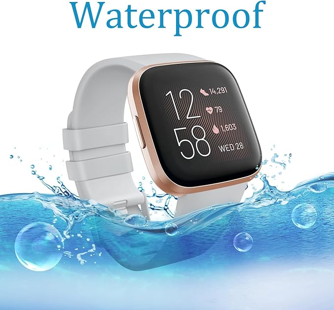 Mugust Sport Bands Compatible with Fitbit Versa 2, Classic Soft Silicone Replacement Wristbands Straps for Fitbit Smart Watch Women Men (Small, Light Gray)