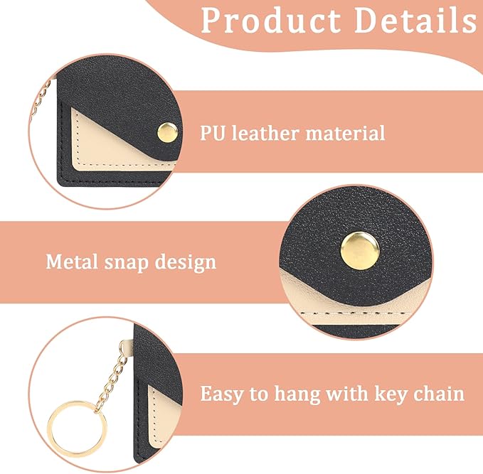 2 Pack Birth Control Pill Case Sleeve Packet 4.3 X 3 Inch PU Leather Wallet Pill Holder Privacy Protection Birth Control Pill Wallet with Key Ring for Pill Card Organizer(Pink, Black)