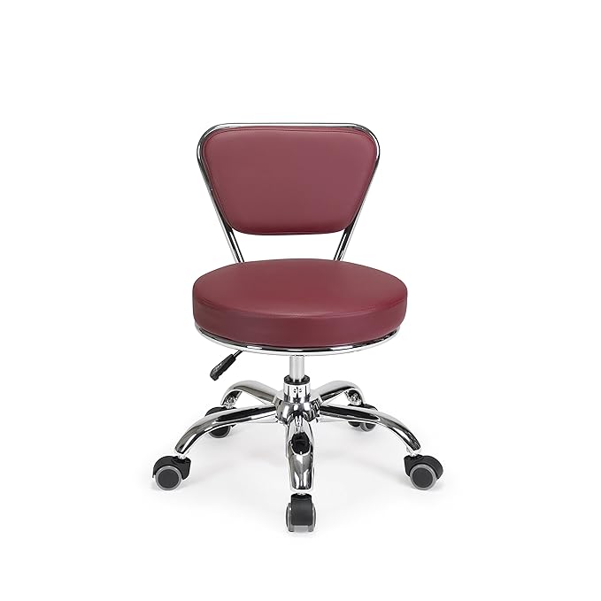 MAYAKOBA Dayton Pedicure Stool (Red) Pneumatic, Adjustable Height, Perfect for Nail Salon, Pedicure spa