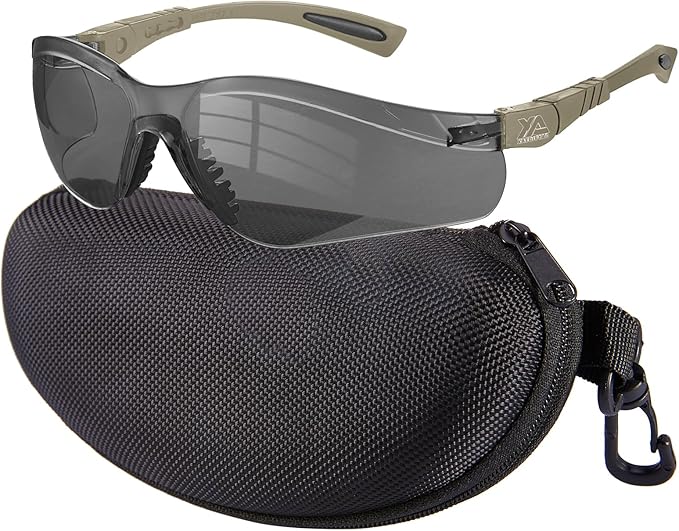 xaegistac Shooting Glasses Anti-fog Shooting Range Eye Protection, Adjustable Safety Glasses with Zipper Hard Case