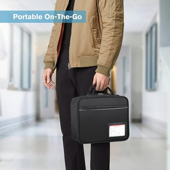SITHON Pill Bottle Organizer Medicine Storage Bag Medication Travel Carrying Case Manager with Handle, Fixed Pockets for Medications, Vitamins, Medical Supplies, Black