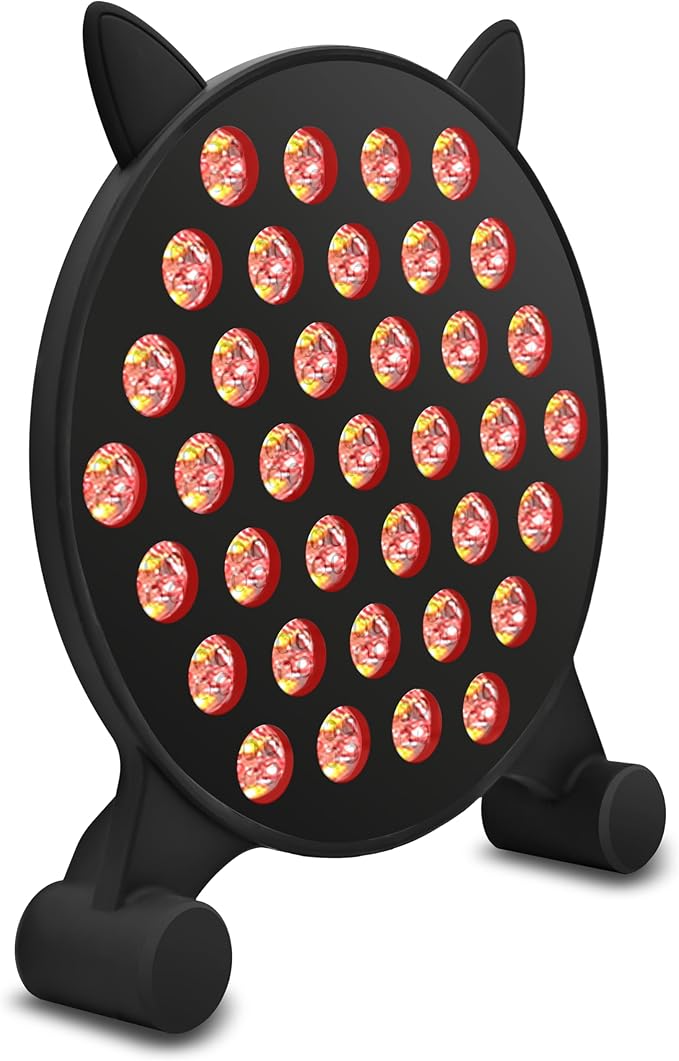 Cat-Face Red Light Therapy Lamp – 460 nm & 850 nm Infrared Panel, 185-LED red-Light Device with 5 Brightness Levels and Adjustable Angle for Easy use at Home or in The Office.