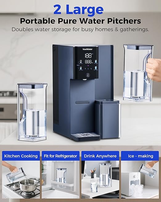 CT910WP Pure Water Pitcher 1.2L/40.6oz, for CT910 CT910H Countertop RO System (Blue)