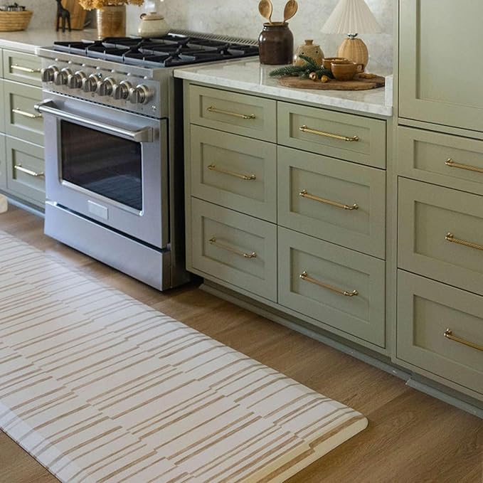 House of Noa Nama Standing Mat – Anti-Fatigue Cushioned Kitchen Mats for Floor | Ergonomic Bounce-Back Foam Kitchen Mats | Anti-Fatigue Mats for Kitchen & Standing | Nara Stripe Natural | 22" x 36"
