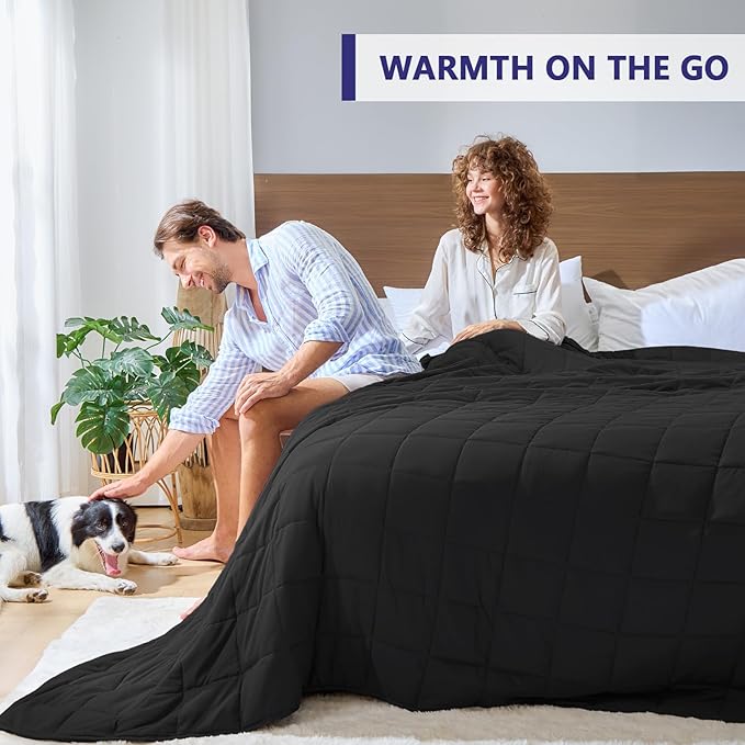 King Size Weighted Blanket for Adults (25 lbs, 80” x 87”, Black) Cooling Heavy Blanket for Sleeping Perfect for 240-260 lbs, Breathable Blanket for Adults & Couple All Season, Machine Washable