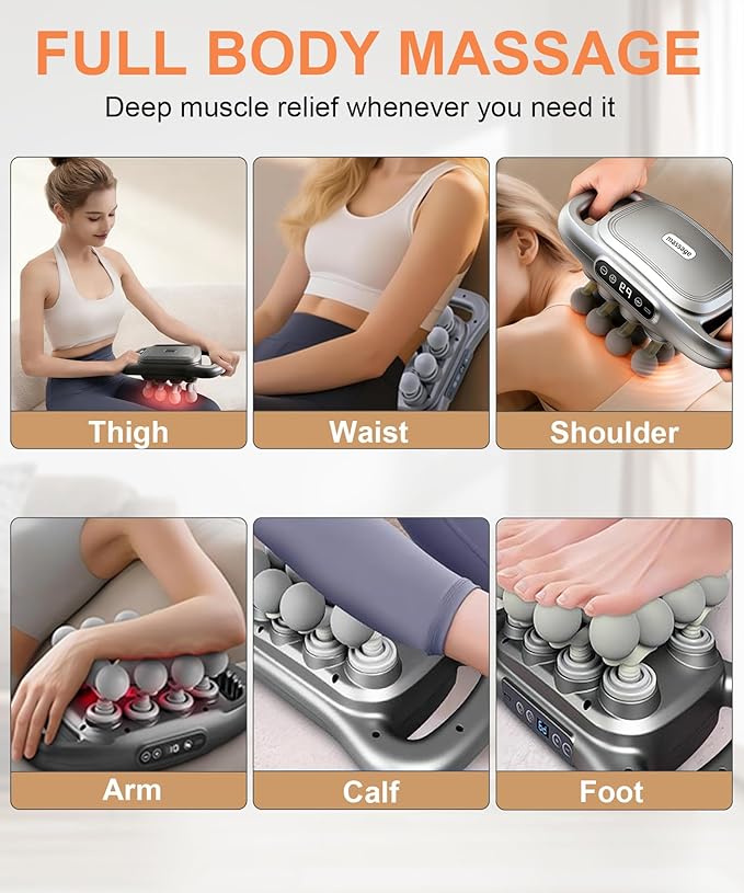 16 Head Massage Gun Set,Deep Tissue Percussion Massager with 9 Modes&Levels,Red Light Therapy,Electric Portable Muscle Massager for Back,Shoulders,Legs,Waists Muscle Pain Relief