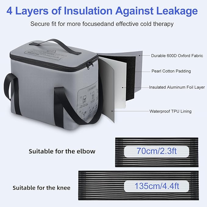 2026 Upgraded Ice Machine for Knee After Surgery, Portable Cold Therapy Machine with Timer, Silent Pump, Pain Relief System, Comfort Pad for Knees Waist Elbows Hip and Ankle, Dad Gifts & Mom Gifts