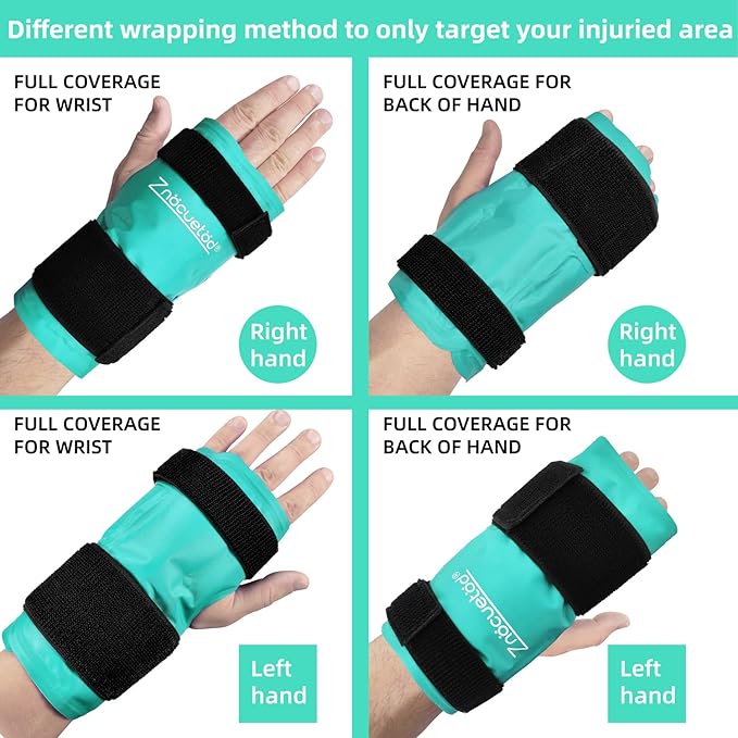 Wrist Hand Ice Pack Wrap 2 Pack-Reusable Gel Hot & Cold Therapy for Wrist Elbow Hand Pain Relief from Carpal Tunnel, Soreness,Rheumatoid Arthritis, Tendonitis,Swelling, Bruises & Sprains