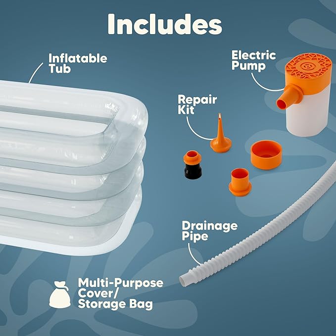 Inflatable Ice Bath Tub -XL Clear See Through - Ice Plunge Tub for Cold Water Therapy - Portable Cold Plunge Tub - Indoor & Outdoor - Inflatable Tub for Adults - Ice Tub for Athletes - Cold Tub