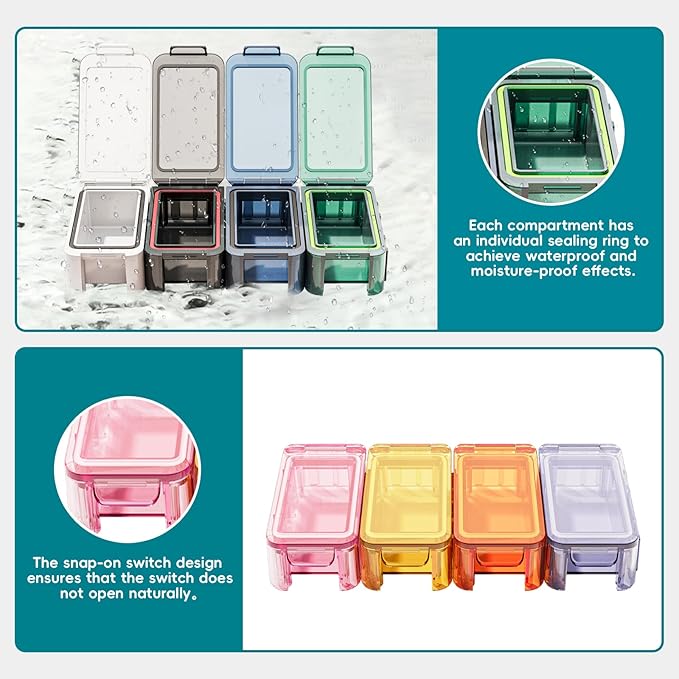 8 Compartment Pill Organizer - Travel Portable Pill Case with Moisture-Proof Design, Medication Case for Vitamins/Fish Oil Supplements Storage (8 Compartments, 10-30 Pills Capacity)