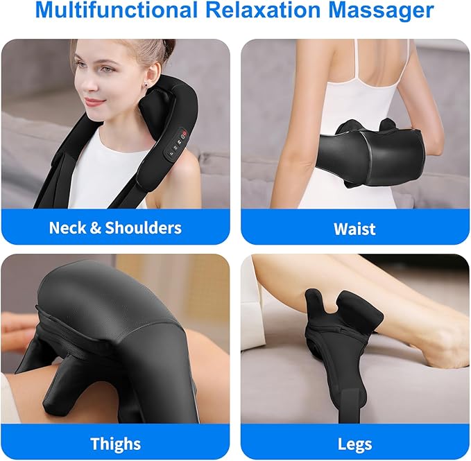 Neck Massager for Pain Relief Deep Tissue, Cordless Neck and Back Massager with Heat, Shiatsu 6D Kneading Massage for Shoulder, Back,Leg,Pain Relief, Gifts for Dad Mom Friend Christmas