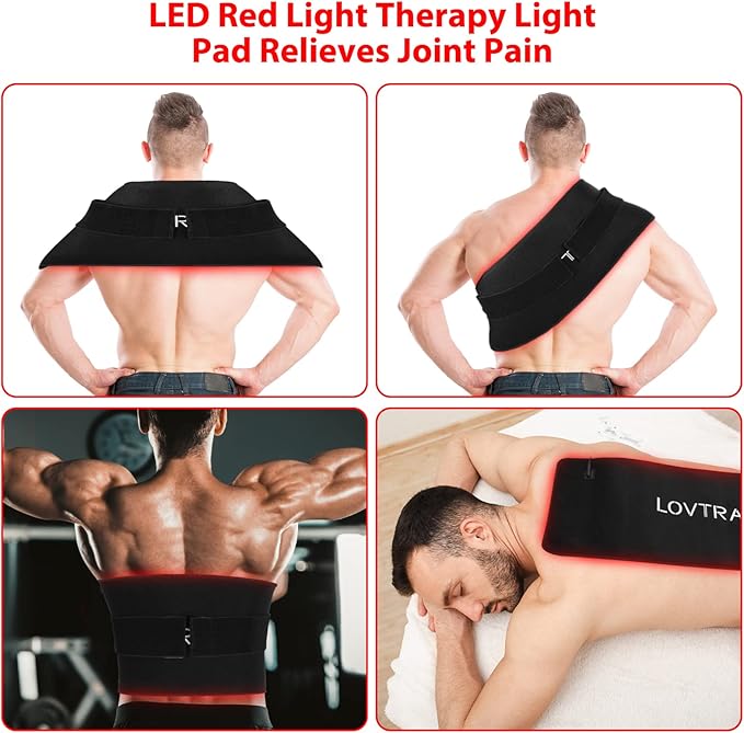 LOVTRAVEL 360pcs LED 660nm Red Light and 850nm Near Infrared Light Therapy Devices Mat Large Wearable Pads Wrap for Body Pain Relief