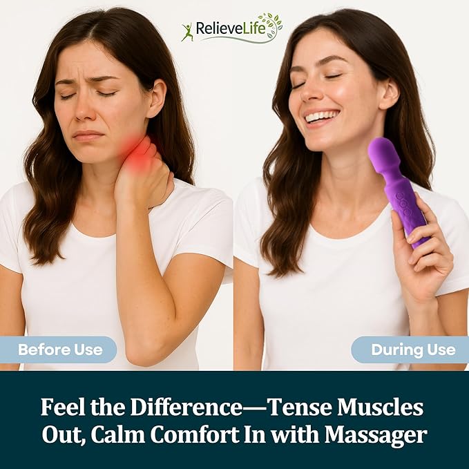 Massage Wand Handheld Cordless Massager Deep-Tissue Hand Massager & Body Massage Tool for Pain Relief, Muscle Recovery, Circulation & Inflammation Reduction