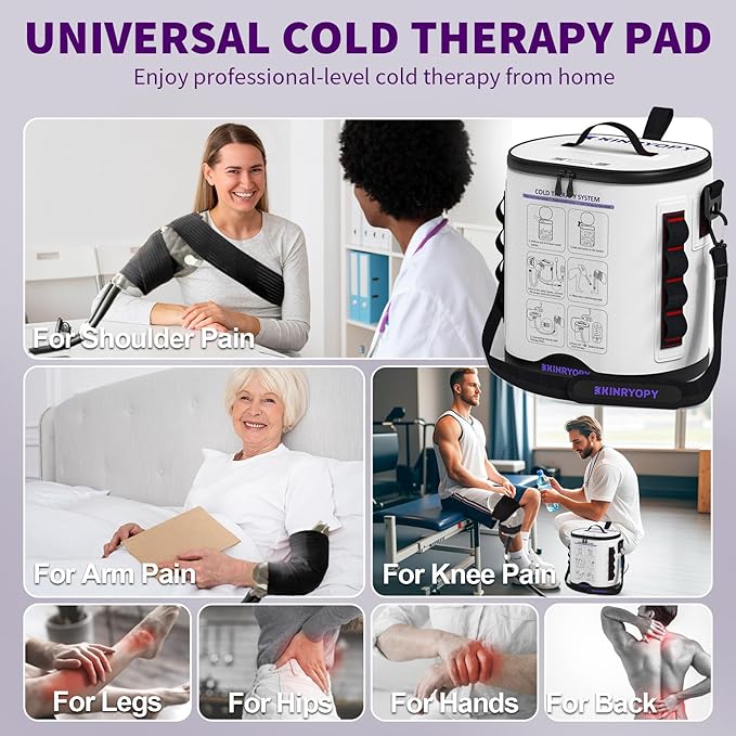 Cold Therapy Machine with Programmable Timer, Portable Ice Machine for Knee After Surgery, Knee Replacement Recovery System, Cryotherapy Pain Relief w/Compression Pad