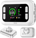 Plug in 6in1 Smoke & Carbon Monoxide Detector & Combustible Natural Gas Combination Builti-in Backup 1000mAh Battery & HD Screen [Temp Humidity Sensors] for Home Kitchen Hotel (1Pack, White)
