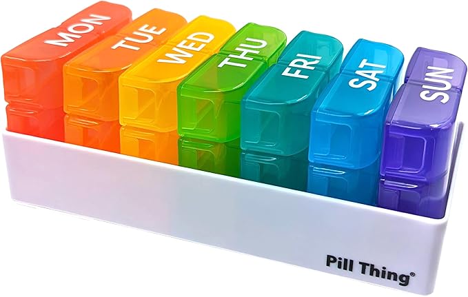 6 Times a Day, 7 Day Large Weekly Pill Organizer with Holder Tray, Vitamin, Medicine Box, Multicolor (6X a Day - 1 Pack)