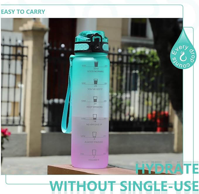 Opard 30oz/32oz Sports Water Bottle with Leak Proof Flip Top Lid BPA Free Tritan Reusable Plastic for Gym and Outdoor, Travel Water Bottle