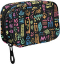 Fustylead Doodle Hand Drawn Tribe Colorful Bright Trendy Ornaments Travel Pill Case Bag with Zipper Weekly Pill Box 8 Compartments 7 Day Personal Pill Case Purse Medicine Case Organizer