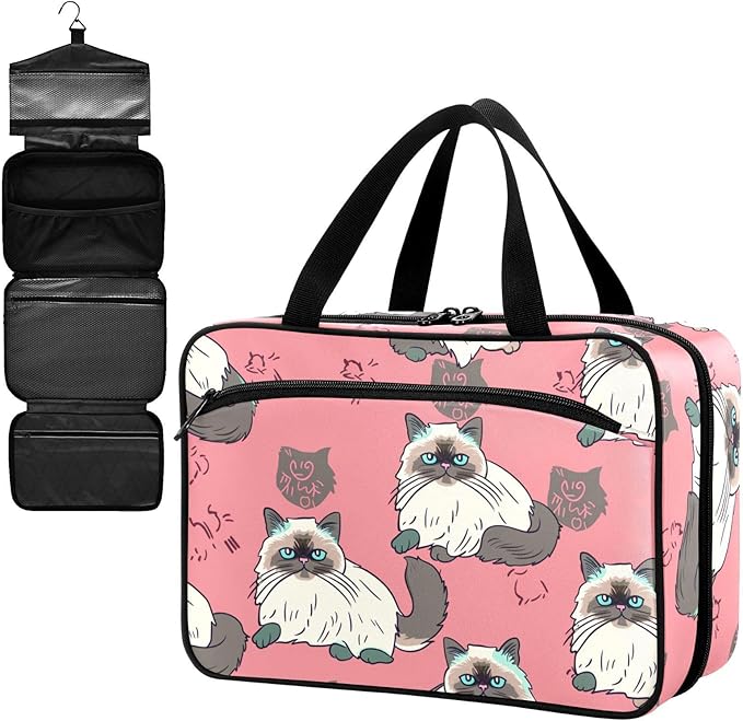 Fustylead Cute Cartoon Himalayan Cat Large Medical Storage Bag with Zipper Empty First Aid Bag Trauma Kit for Traveling Hiking Camping Backpacking
