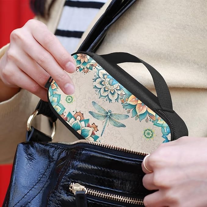 Boho Dragonfly Insulin Cooler Travel Case with Side Handle Diabetic Supplies Organizer Bags for Insulin Pens Blood Glucose Monitors or Other Diabetic Supplies
