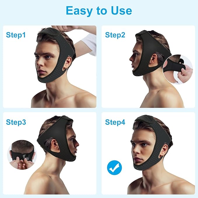 Snoring Chin Strap for Users,Anti Snoring Chin Strap for Sleeping, 2 Pack Adjustable Jaw Support Strap to Keep Mouth Closed, Snoring for Men Women, Comfort Fit Nighttime Sleeping Aid