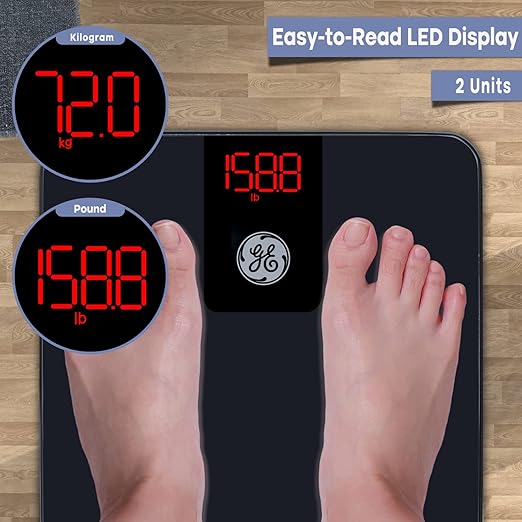 GE Digital Bathroom Scale for Weight, Smart Bluetooth Body Weight and BMI, Electronic Black Weighing Scale for Bath Home, Accurate 400lb Capacity (Pack of 2)