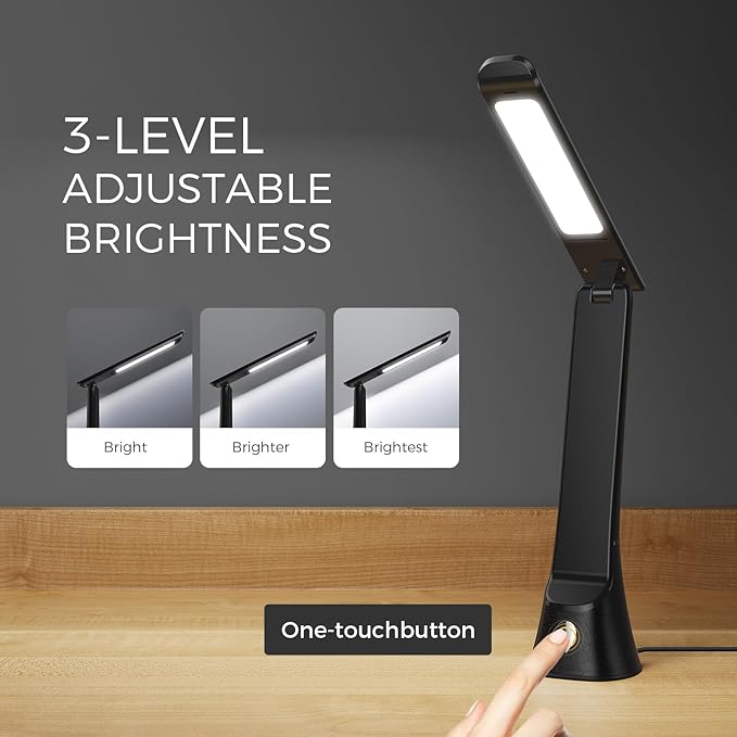 Light Therapy Lamp, 10000 LUX UV-Free LED Sunlight Light, Full Spectrum Mood Light, Touch Control Desk Lamp with Night Light Function Work Office Home -Black