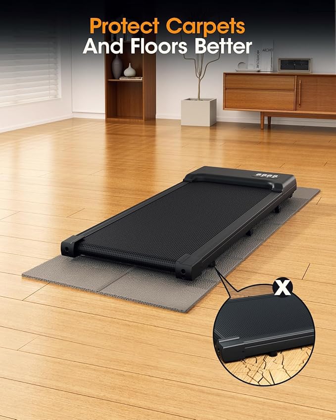 Treadmill Walking Pad Mat for Carpet, for Hardwood Floors, 68x24 Mat for Under Treadmill/Walking pad/Bike on Carpet, 1/4" Thick Exercise Equipment Mat, No Slip, Noise Shock Absorption (Grey)