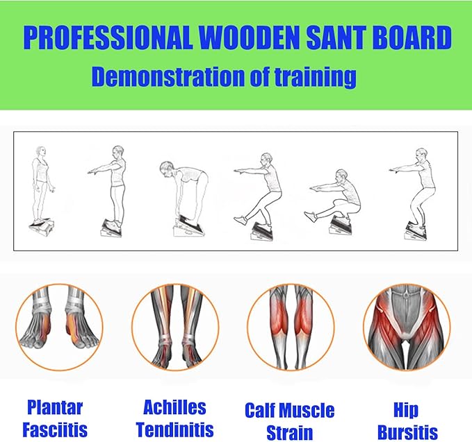 Slant Board for Calf Stretching Wooden Calf Stretcher Incline Board Adjustable Calf Stretch Board for Squats Knees Ankle