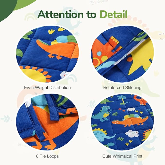 Sivio Weighted Blanket 3lbs, Blue Dinosaur Small Cooling Heavy Blankets, Washable Breathable Weighted Throw Blanket for Sleep, 36"x48"-3lb