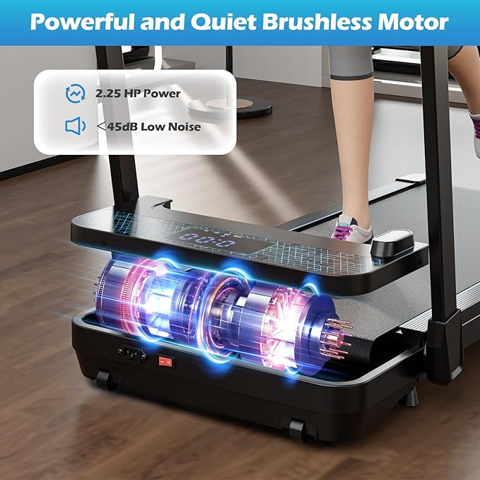 GYMAX Walking Pad, 3 in 1 Free-Assembly Under Desk Treadmill with 300lbs Capacity & LED Display, 2.25HP Portable Compact Treadmill Running Machine for Small Space Home Office