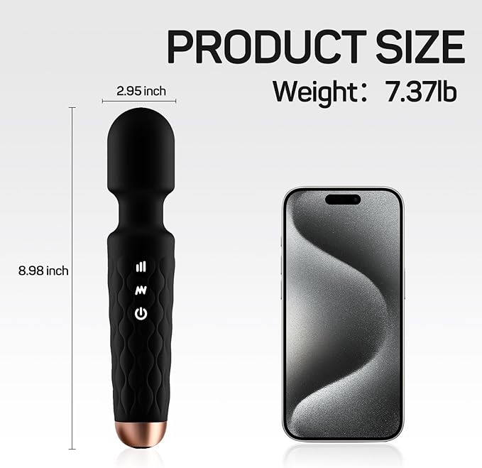Personal Massager - 4H Max Runtime & Ultra-Quiet - Waterproof - 20 Modes 8 Speeds for Deep Tissue Back Massage, Post-Workout Recovery and Neck Muscle Relaxation（Black）