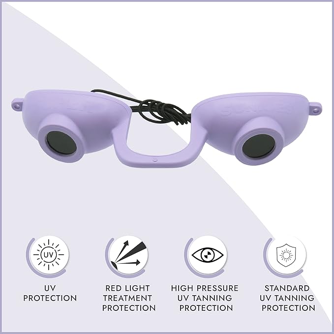 Super Sunnies EVO Flex UV Eye Protection, FDA Compliant, Tanning Bed Goggles, Red Light Theraphy Eyeshields with Case