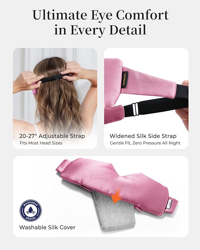 Heated Eye Masks for Warm Compress:Silk Electric Eye Heating Pad for Dry Eyes – Moist Hot Relief for Tired Eye & Stye, Fsa Eligible Items– USB-Powered, Stable Heat – Perfect for Sleep & Travel（Pink