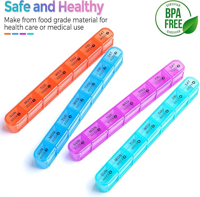 Zoksi Monthly Pill Organizer 28 Day 1 Time a Day, Large 4 Weeks Pill Box Organizer, Dust-Proof One Month Pill Case, Travel Medicine Organizer Monthly, Portable Pill Container for Vitamins and Meds