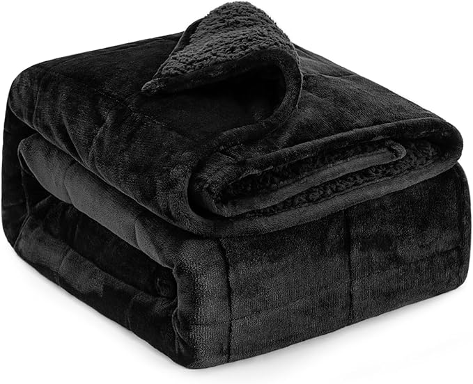 Lofus Weighted Blanket for Adults(15 lbs, 60" x 80"), Queen Size Heavy Blanket Machine Washable, Soft Weighted Blankets for Stress Relief and Sleep Promotion,Black