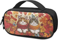 Cat Maple Leaves Insulin Pen Cooler Travel Case Thanksgiving Decor Glucose Meter & Diabetic Supplies Storage Carrying Bag for Needles,Infusion Sets, Insulin Cartridges, Tester Strips