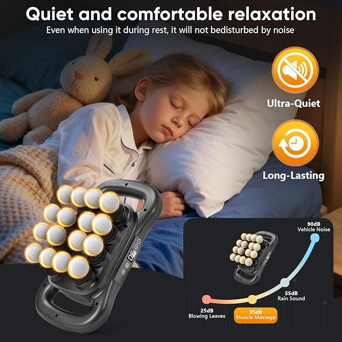 16 Head Massage Gun, Handheld Electric Interchangeable Massage,Deep Tissue Relief with 9 Modes,Quiet Percussion Massager for Neck/Back/Leg Pain, Muscle Massager for Athletes Office Workers