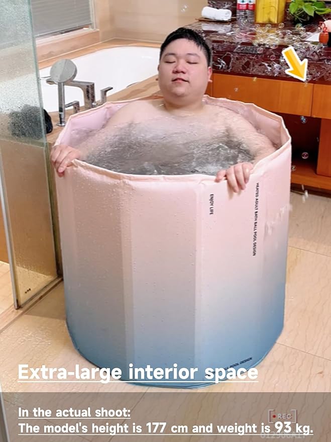 85 Gallon Foldable Portable Bathtub Adult - 31.5"L x 27.5"H Collapsible Ice Bath Tub for Athletes & Fitness Lovers, Portable Cold Plunge Tub for Recovery at Home, Outdoor Camping & Gym Settings