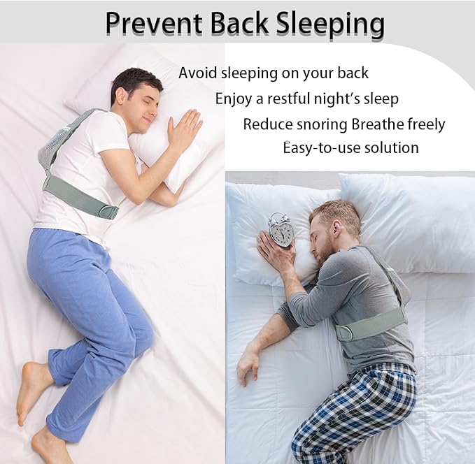 Sleep Position Trainer for Sleeping On Your Side | Side Sleep Trainer | Snore Stopper |Adjustable、 Lightweight, Comfortable, Effective in Reducing Supine Sleep Time (Gray)