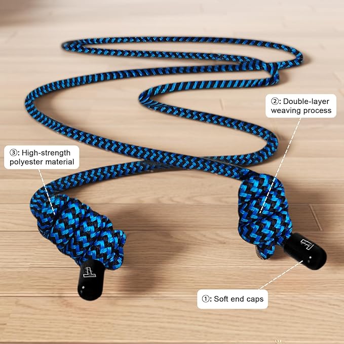 Flow Rope Exercise Jump Rope For Fitness, Working Out, Flow with 9 Ft Adjustable Double Woven Workout Rope For Men, Women, Beginners' Training – Indoor & Outdoor Cardio