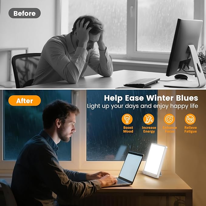 Light Therapy Lamp - 10000 Lux 3 Color Temperature & Wall Mount Therapy Light, Touch Control Daylight Lamps with Memory Function for Home/Office Use As Lift Mood.