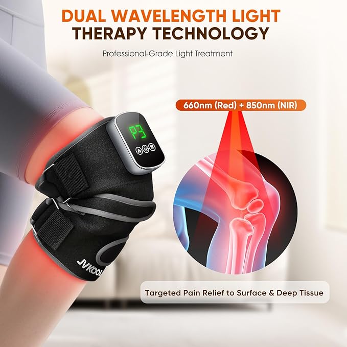 Knee Massager with Heating and Red Light Therapy: Infrared Light Therapy Vibration Moodes Knee Brace for Women - Muscle Relaxation Joint Care Pain Relief - Ideal Gifts for Active Men(Grey)