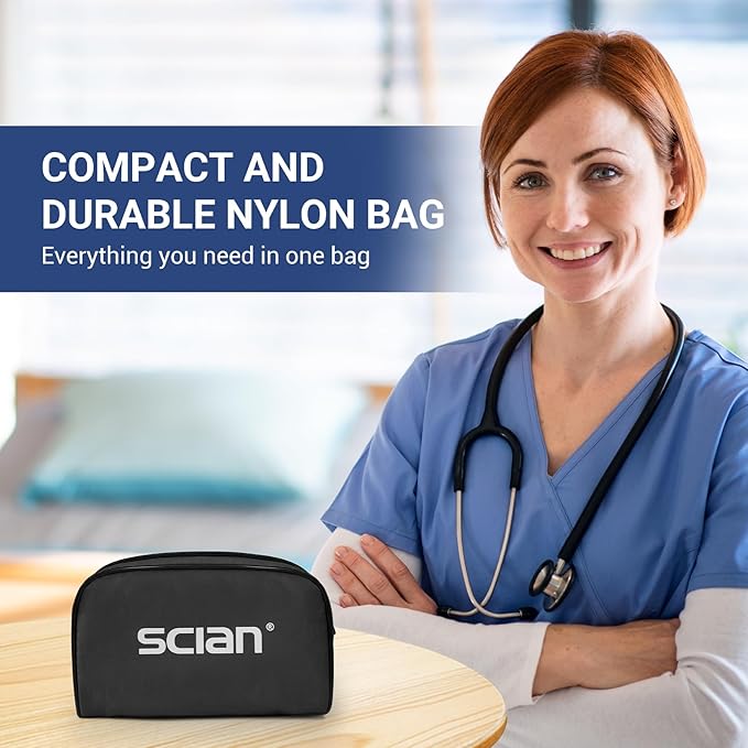 SCIAN Manual Blood Pressure Cuff - Aneroid Sphygmomanometer with European Cuff 8.7-16.5" and D-Ring, Come with Carrying Bag for Nurse Doctor Senior Adult, Black