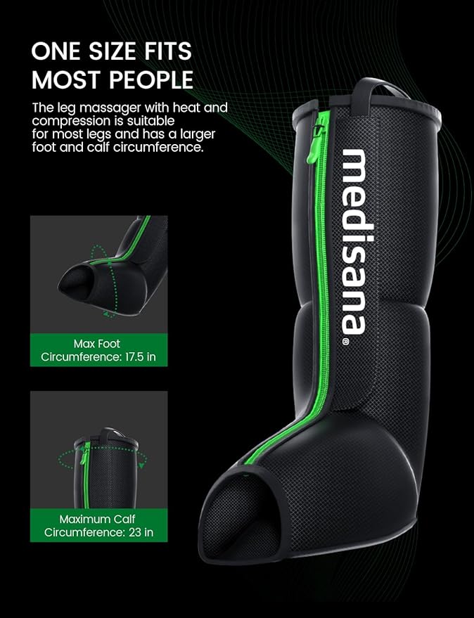 Medisana Leg Massager with Heat and Compression, Leg Massager for Circulation and Pain Relief, Foot and Calf Massager Machine for Edema, Relax Recover-Birthday Gifts for Dad Men Mom Women